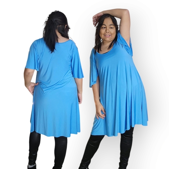 WOMENS BLUE DRESS SIZE LARGE - Picture 1 of 8